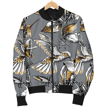 Hummingbird Pattern Print Design 02 Women's Bomber Jacket