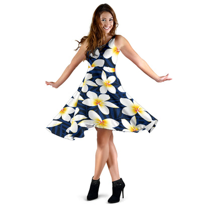 Plumeria Pattern Print Design PM026 Midi Dress