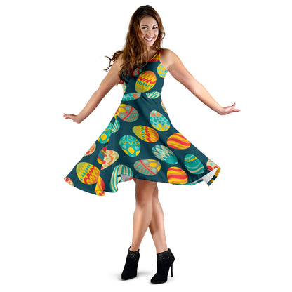 Easter Eggs Pattern Print Design RB09 Midi Dress