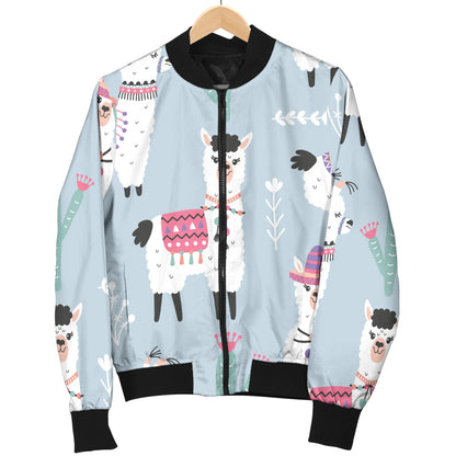 Llama Pattern Print Design 04 Women's Bomber Jacket