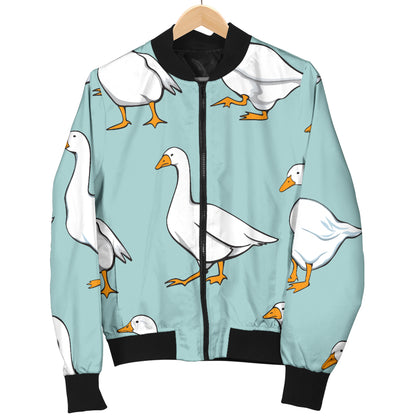 Goose Pattern Print Design 02 Women's Bomber Jacket