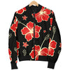 Red Hibiscus Pattern Print Design HB021 Men Bomber Jacket