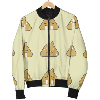 Poop Emoji Pattern Print Design A04 Women's Bomber Jacket