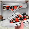 Red Hibiscus Pattern Print Design HB022 White Bottom Low Top Shoes