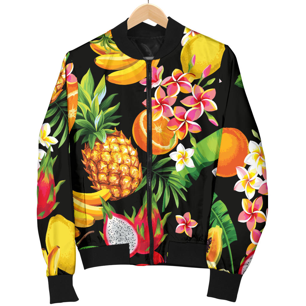Tropical Fruits Pattern Print Design TF02 Men Bomber Jacket