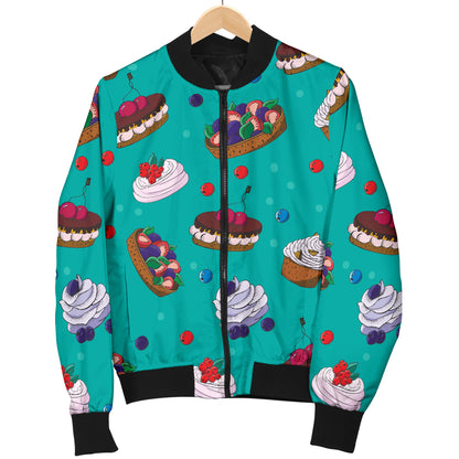 Cake Pattern Print Design 07 Women's Bomber Jacket
