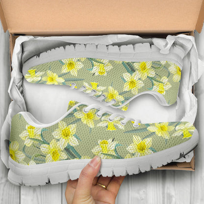 Daffodils Pattern Print Design DF01 Sneakers White Bottom Shoes