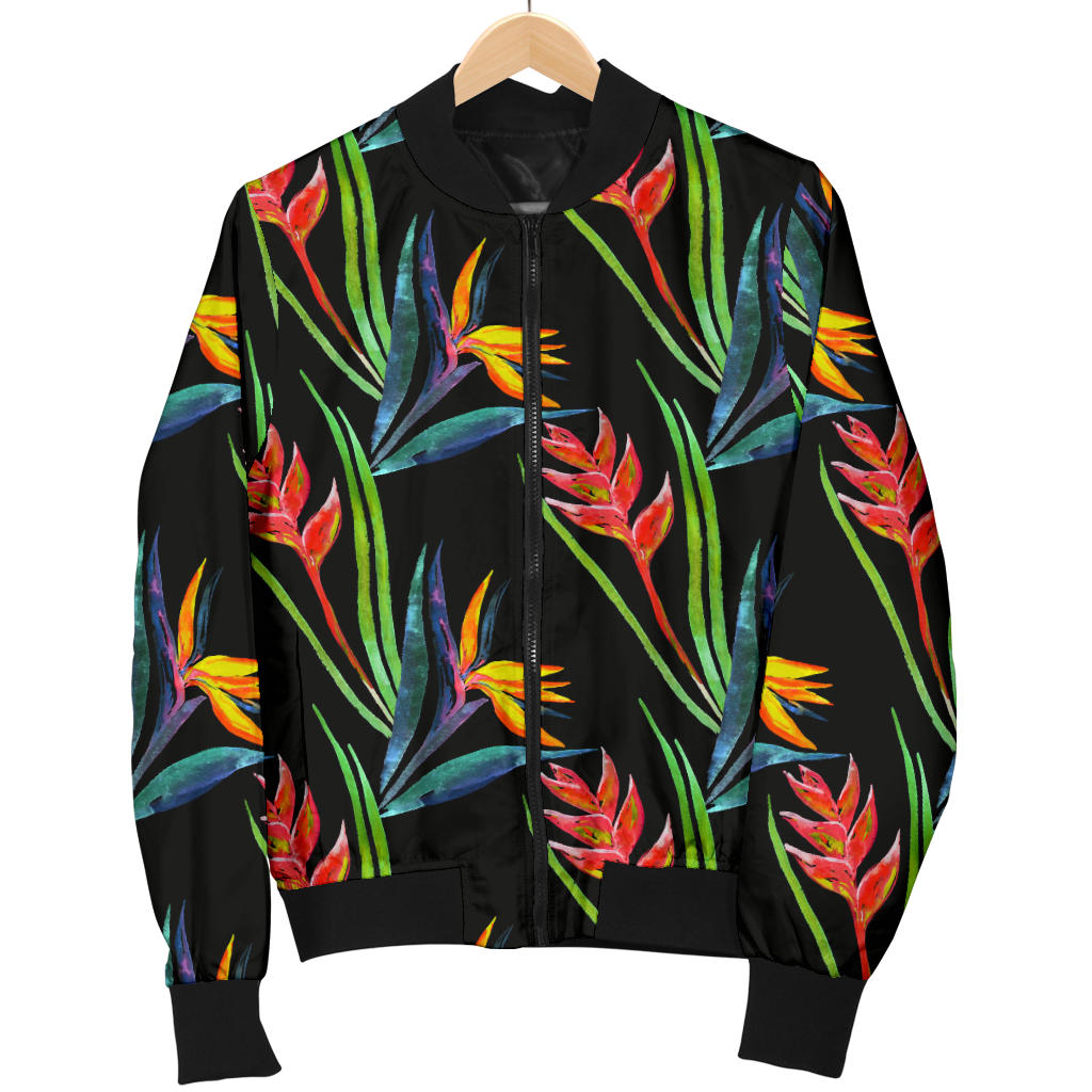 Heliconia Pattern Print Design HL04 Women Bomber Jacket