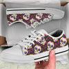 sugar skull Floral Pattern White Bottom Low Top Shoes