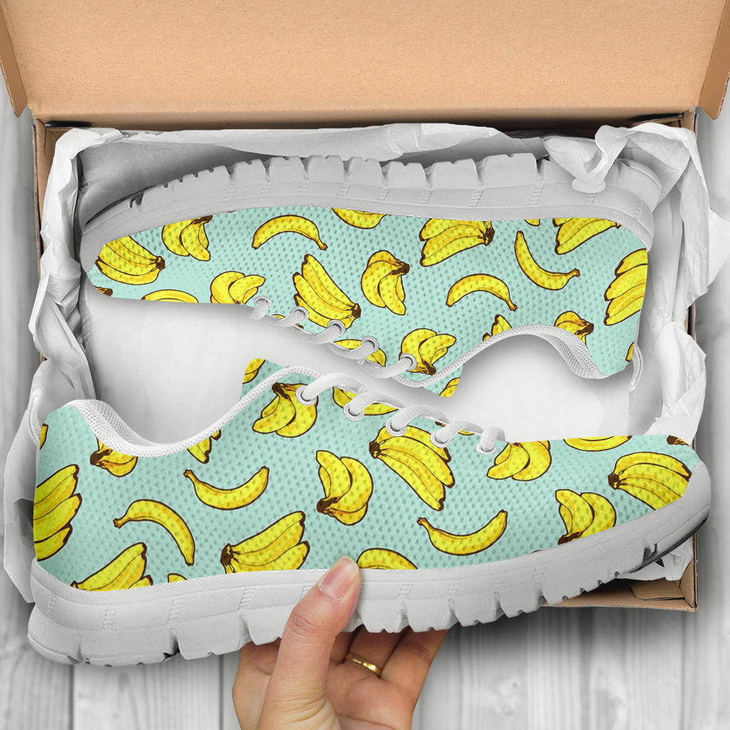 Banana Pattern Print Design BA04 Sneakers White Bottom Shoes