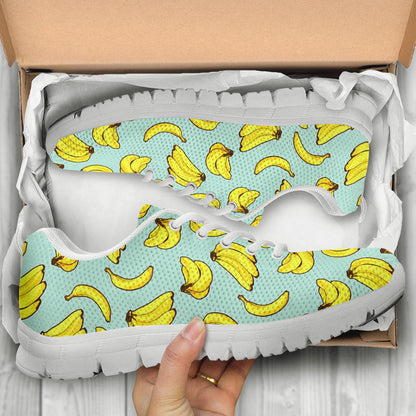 Banana Pattern Print Design BA04 Sneakers White Bottom Shoes