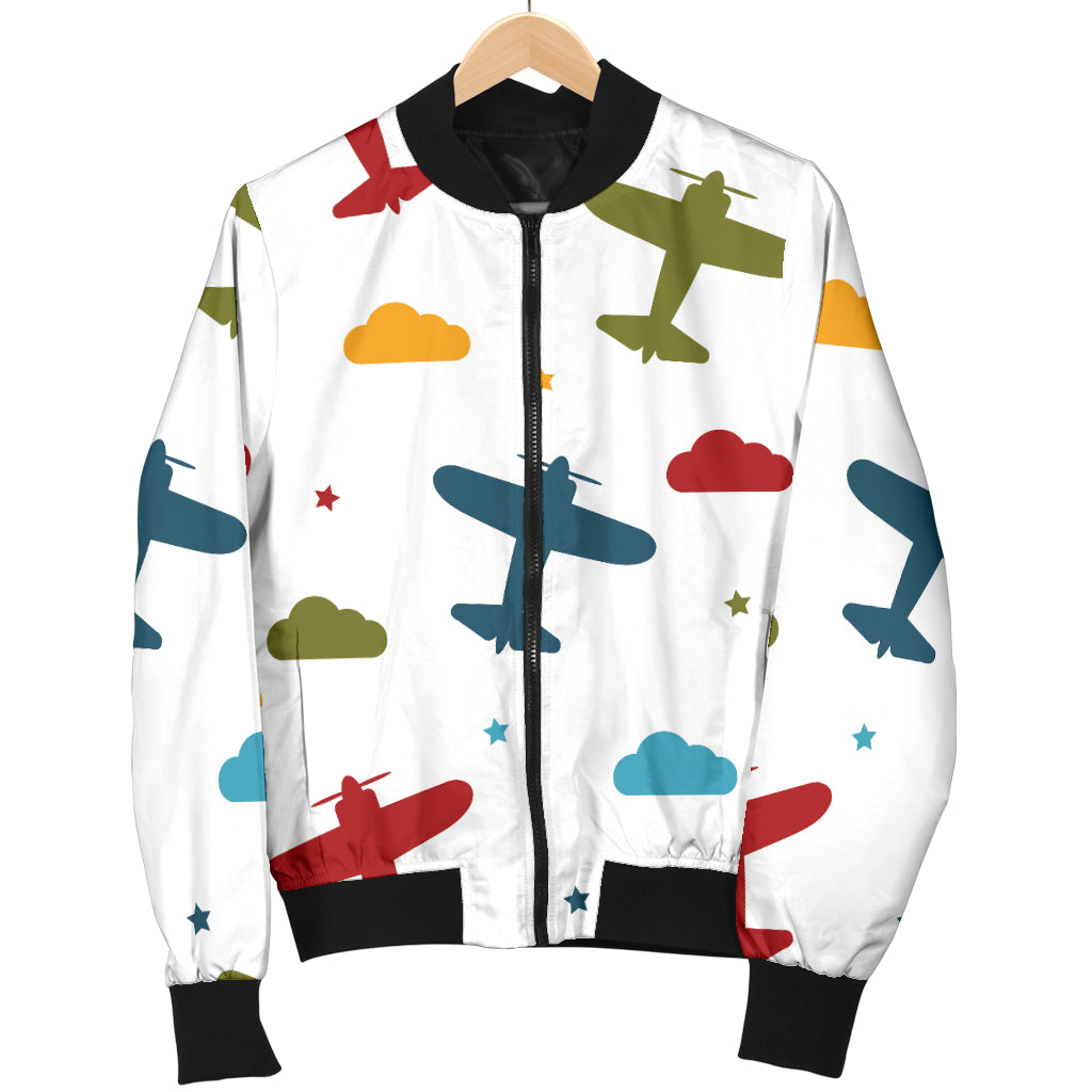 Airplane Pattern Print Design 06 Women's Bomber Jacket