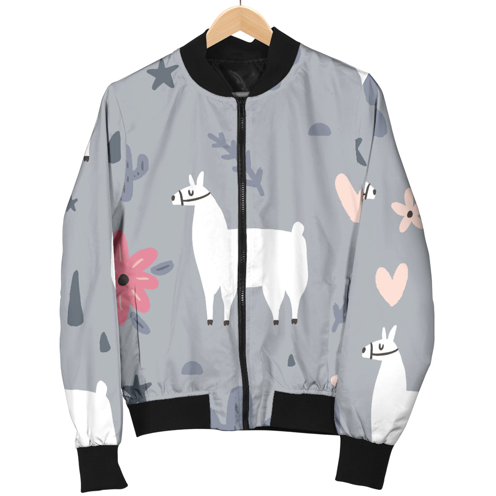 Llama Pattern Print Design 010 Women's Bomber Jacket