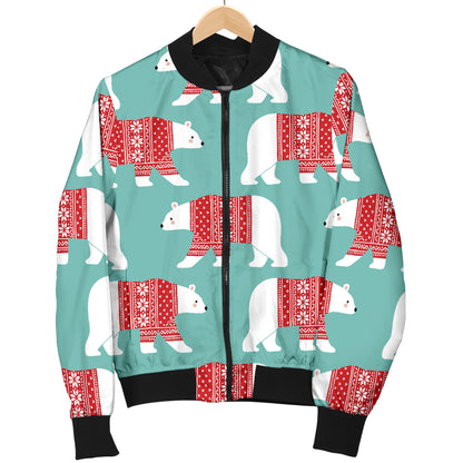 Polar Bear Pattern Print Design A04 Women's Bomber Jacket