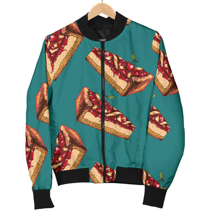 Cheesecake Cherry Pattern Print Design CK03 Women Bomber Jacket