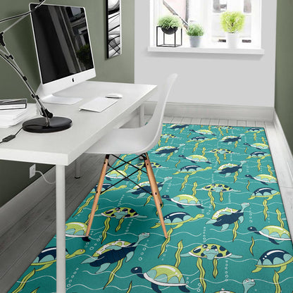 Sea Turtle Pattern Print Design T08 Area Rugs