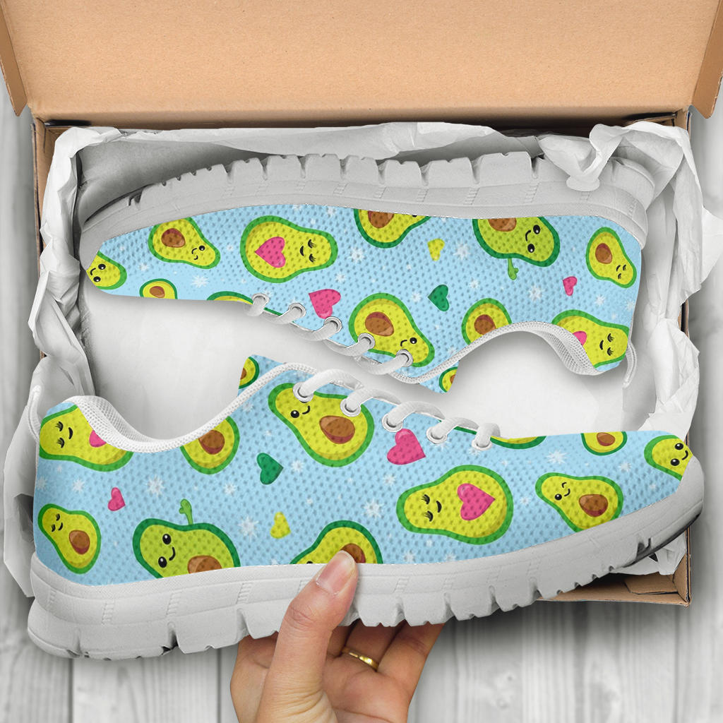Avocado Pattern Print Design AC09 Sneakers White Bottom Shoes