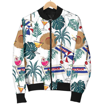 Aloha Hawaii Beach Pattern Print Design 04 Women's Bomber Jacket