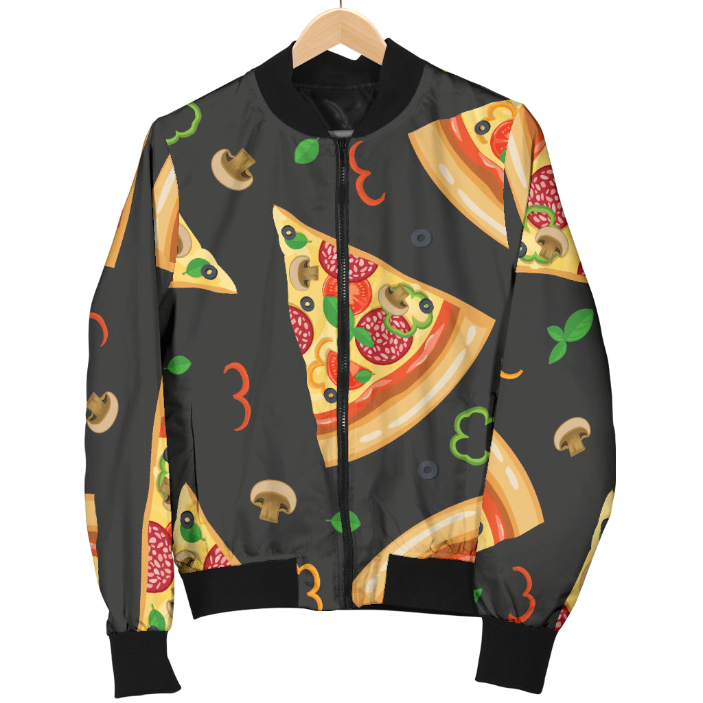 Pizza Pattern Print Design A02 Women's Bomber Jacket