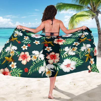 Hawaiian Flower Design with SeaTurtle Print Sarong Pareo Wrap
