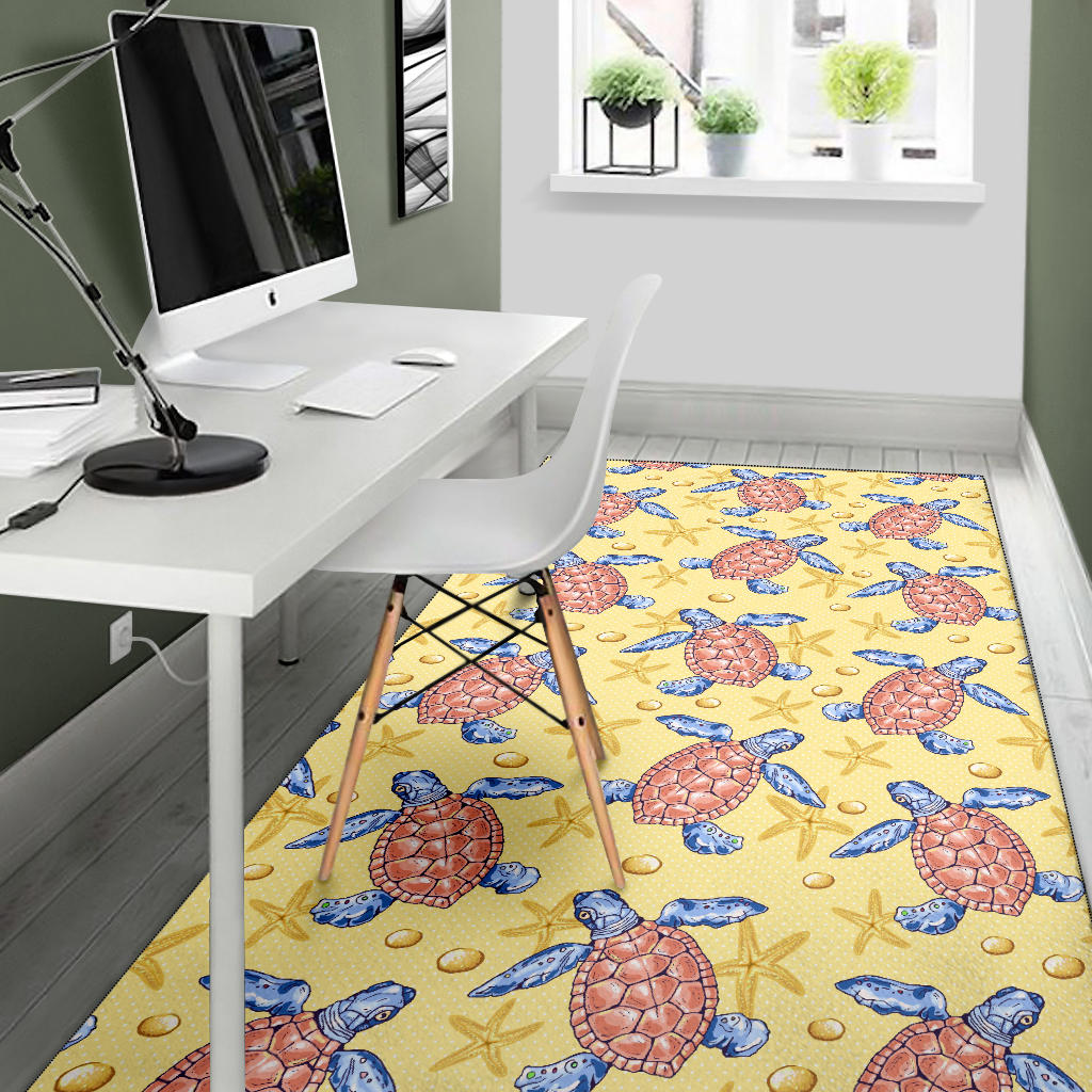 Sea Turtle Pattern Print Design T06 Area Rugs