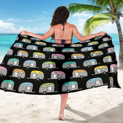 Camper Pattern Camping Themed No 2 Print Sarong Pareo Wrap