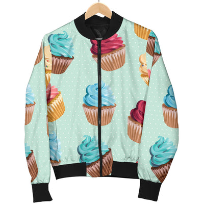 Cupcake Pattern Print Design 01 Women's Bomber Jacket