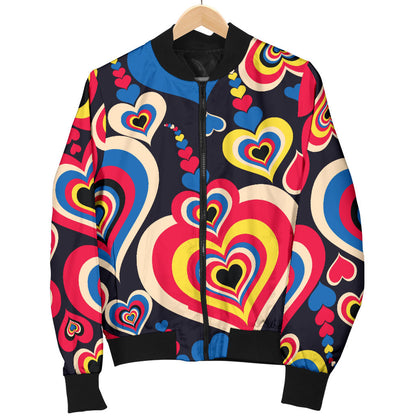 Heart Pattern Print Design HE08 Men Bomber Jacket