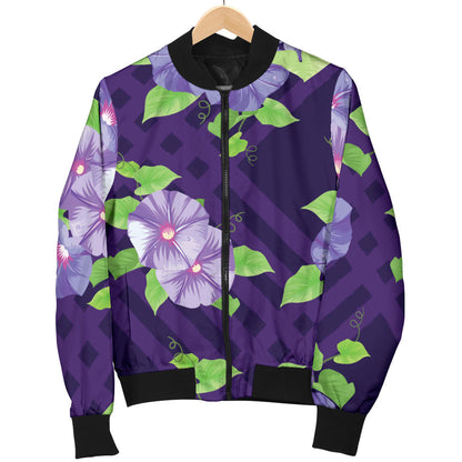 Morning Glory Pattern Print Design MG03 Women Bomber Jacket