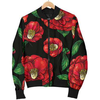 Camellia Pattern Print Design CM07 Men Bomber Jacket