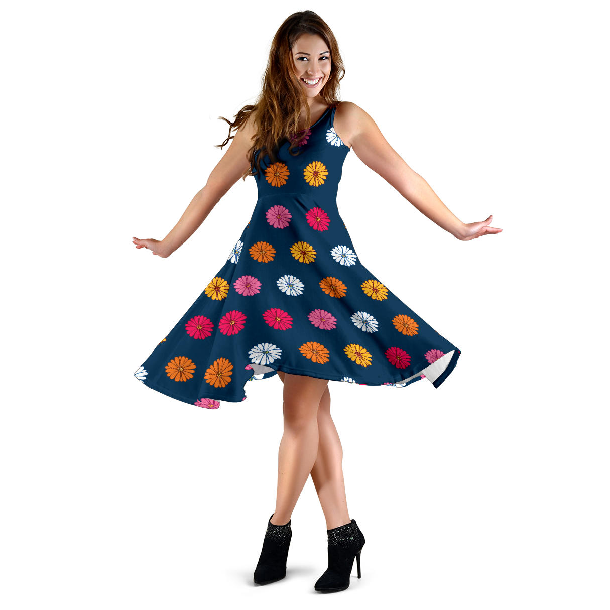 Gerberas Pattern Print Design GB06 Midi Dress