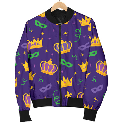 Mardi Gras Pattern Print Design 03 Women's Bomber Jacket