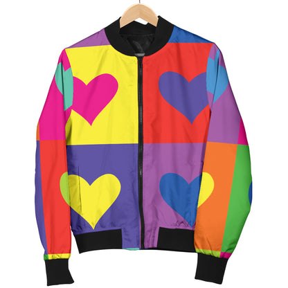 Pop Art Heart Pattern Print Design A01 Women's Bomber Jacket