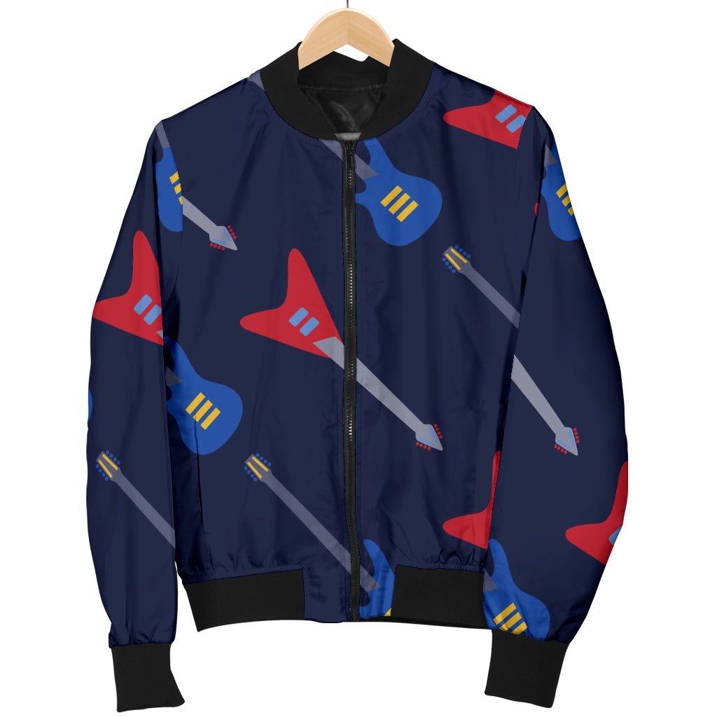 Electric Guitar Pattern Print Design 01 Women's Bomber Jacket