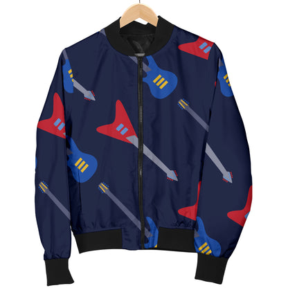 Electric Guitar Pattern Print Design 01 Women's Bomber Jacket