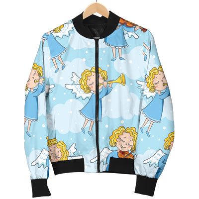 Angel Musician Pattern Print Design 09 Women's Bomber Jacket