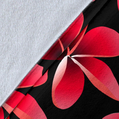 Red Plumeria Pattern Print Design PM025 Fleece Blanket