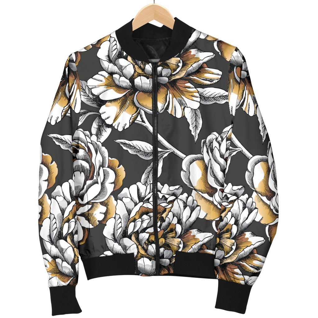 Peony Pattern Print Design PE06 Men Bomber Jacket