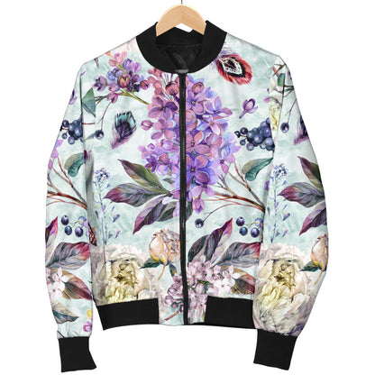 Lilac Pattern Print Design LI06 Men Bomber Jacket