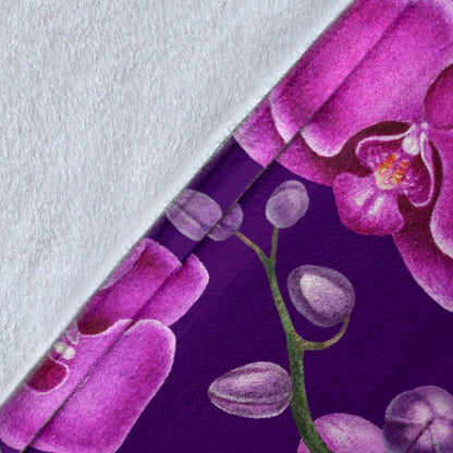 Orchid Purple Pattern Print Design OR02 Fleece Blanket