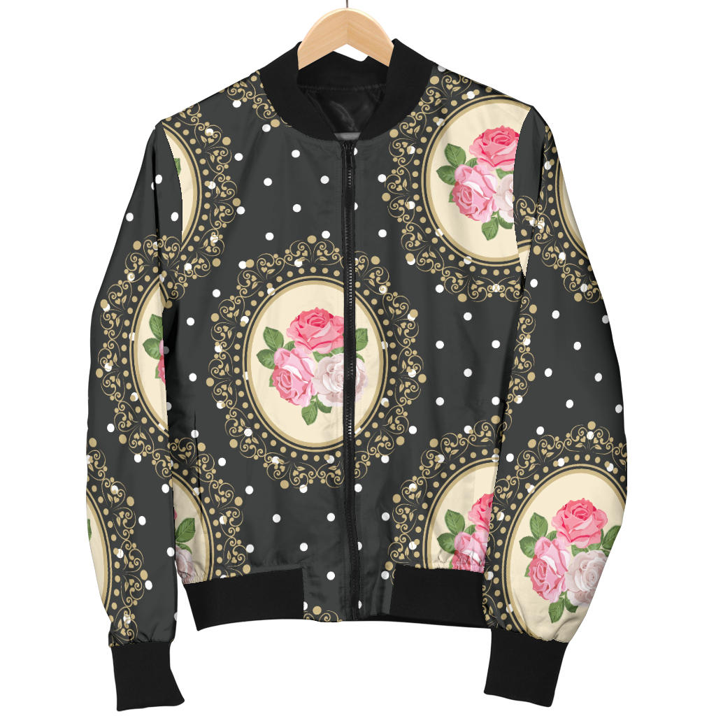 Rose Pattern Print Design RO015 Men Bomber Jacket