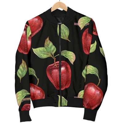 Apple Pattern Print Design AP011 Women Bomber Jacket