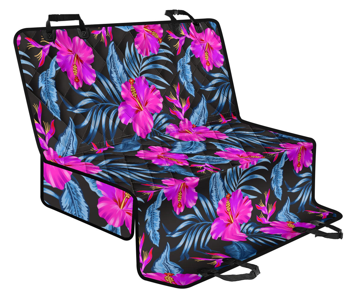 Neon Pink Hibiscus Pattern Print Design HB015 Rear Dog  Seat Cover