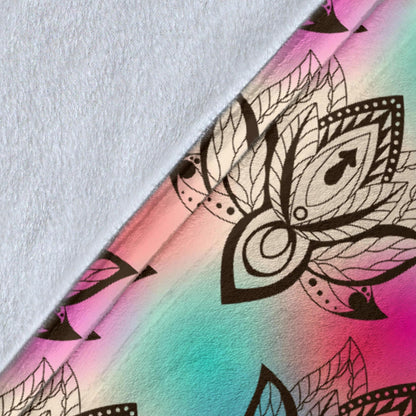 lotus Boho Pattern Print Design LO02 Fleece Blanket