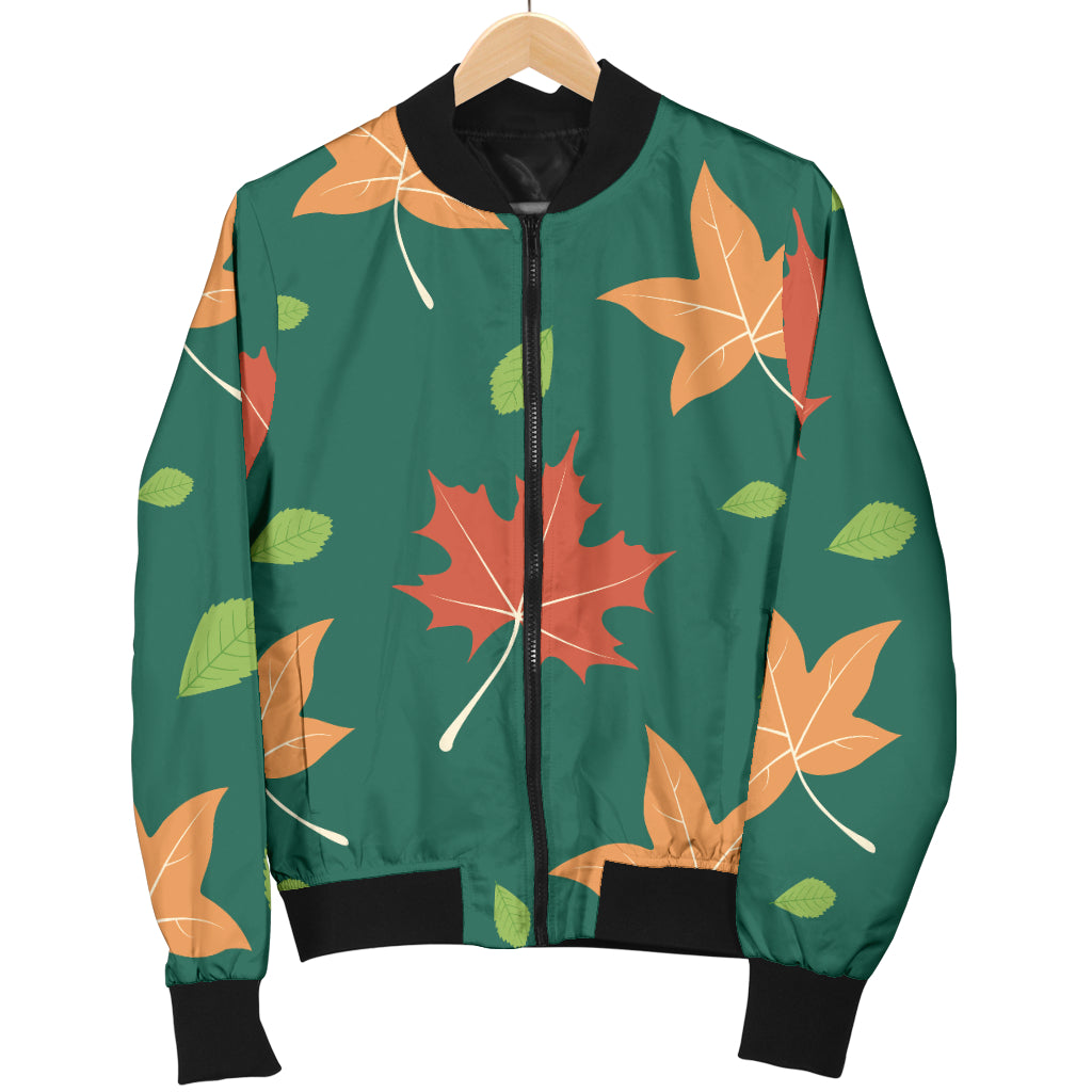 Maple Leaf Pattern Print Design 04 Women's Bomber Jacket