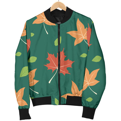 Maple Leaf Pattern Print Design 04 Women's Bomber Jacket