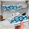 Blue Hibiscus Pattern Print Design HB011 White Bottom Low Top Shoes