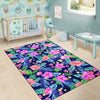 Neon Hibiscus Pattern Print Design HB016 Area Rugs