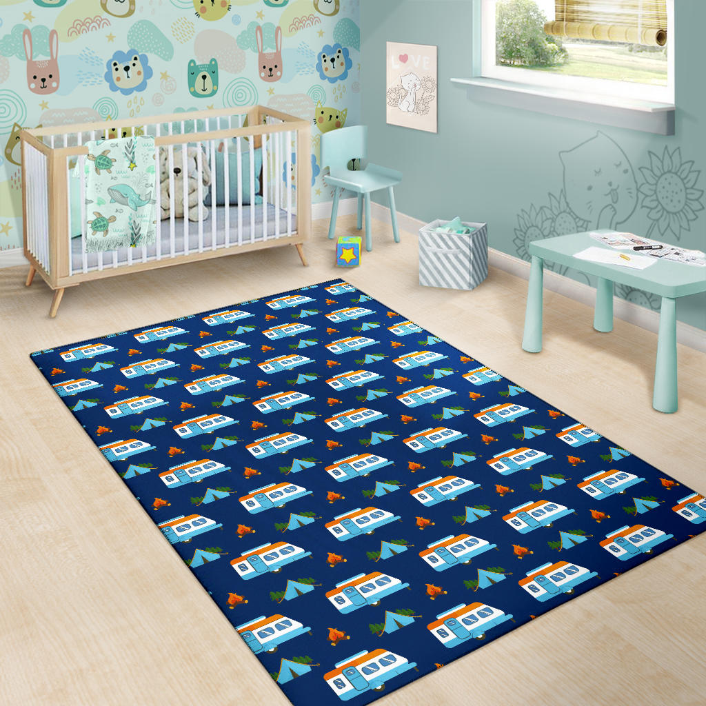 Camper Pattern Camping Themed No 3 Print Area Rugs