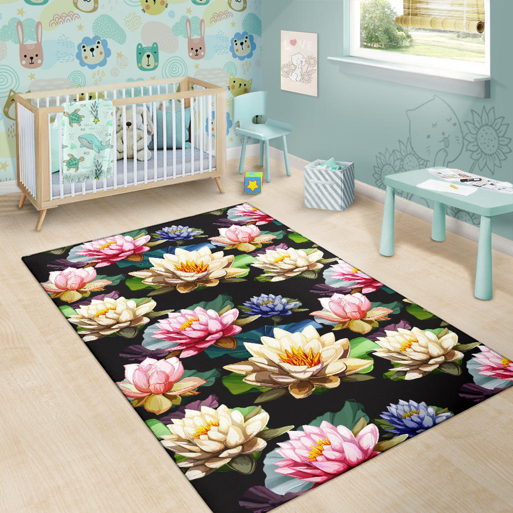 Water Lily Pattern Print Design WL02 Area Rugs